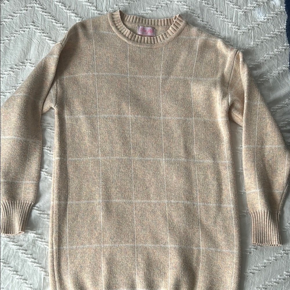 Cozy Beige Knit Sweater Dress
